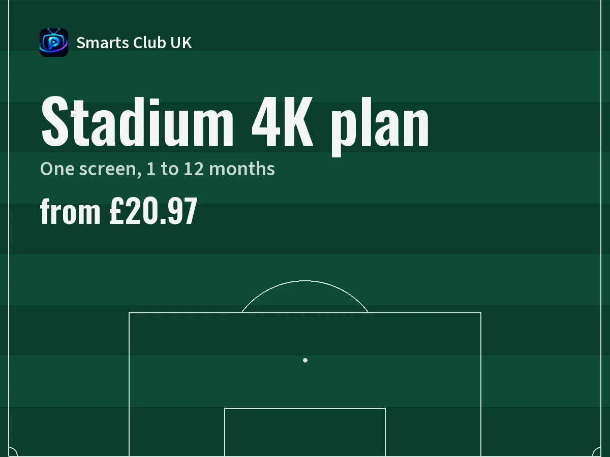 Stadium 4K plan card: One screen, 1 to 12 months, from £20.97